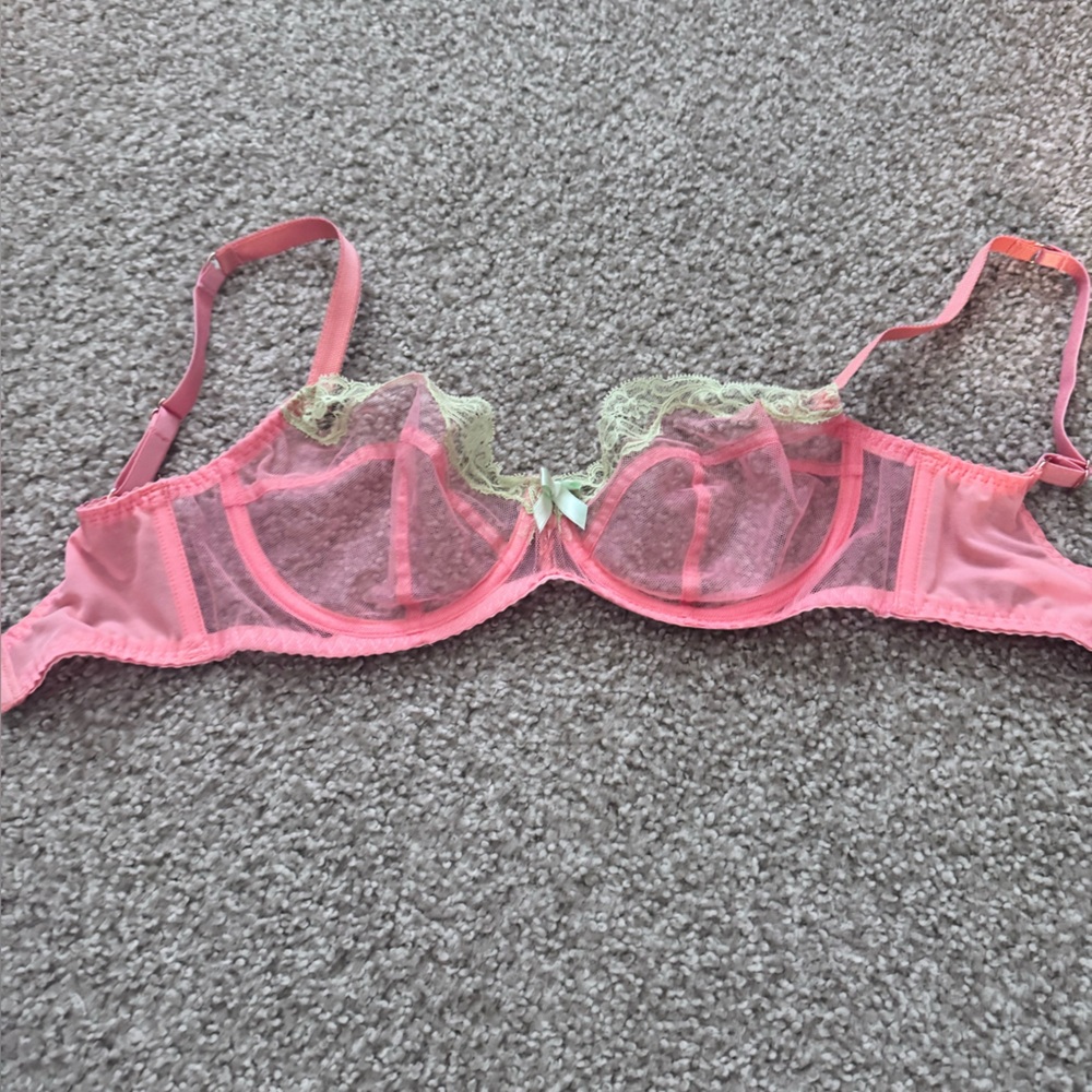 Agent Provocateur Pink and Cream Lace Bra